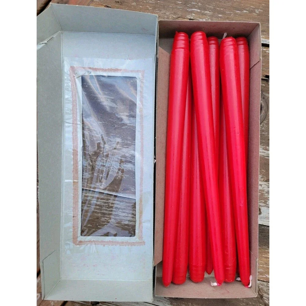 Candle-lite Taper Candles Red Wax Tapered Shape 12 in Height Holiday Decor